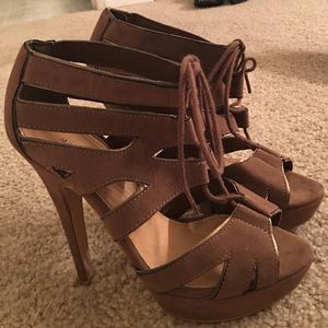 Tie Up Tan Heels