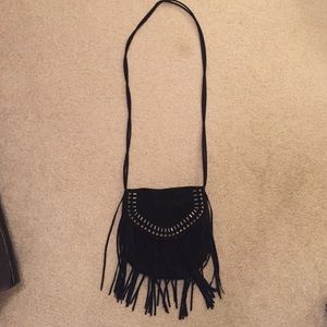 American Eagle over-the-shoulder black fringe bag