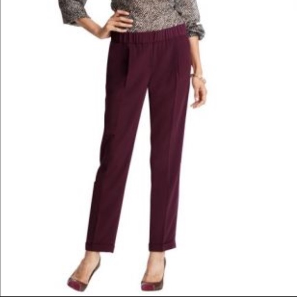 Loft Navy drapey cuffed pants