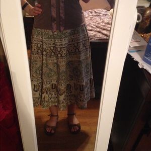 Unique green and brown wrap skirt