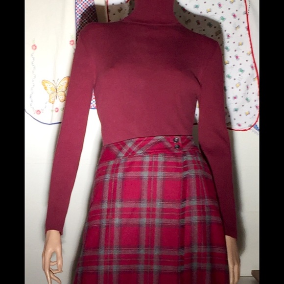 LAST CHANCE 11/27 Garnet Wrap Wool Fringed Skirt !