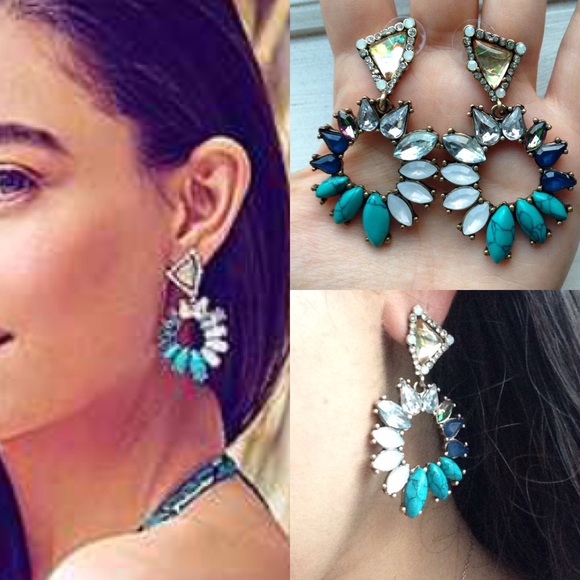 ❣LAST❣ Stunning Turquoise Stud Drop Stone Earrings - Picture 2 of 4