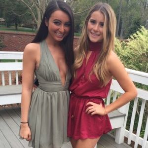 Open back flowy olive dress