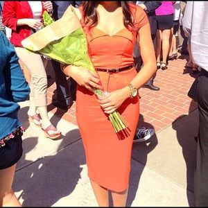 ASOS Orange Peplum Pencil Dress