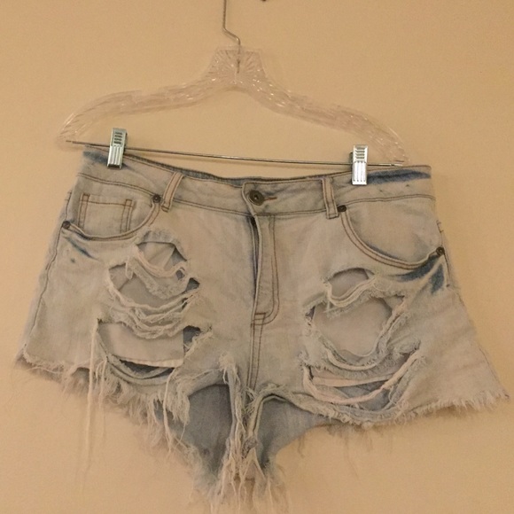 Ripped jean shorts