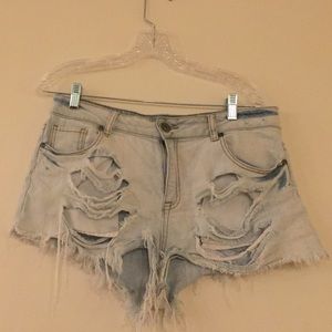 Ripped jean shorts