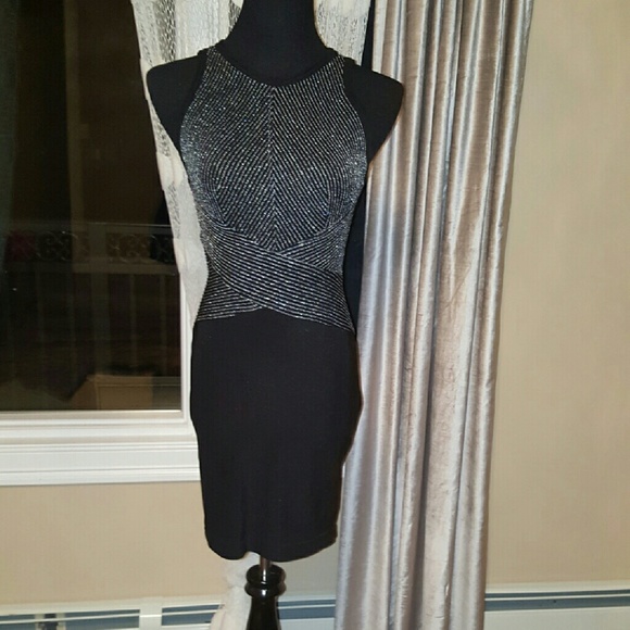 LBD Silver and black body con dress