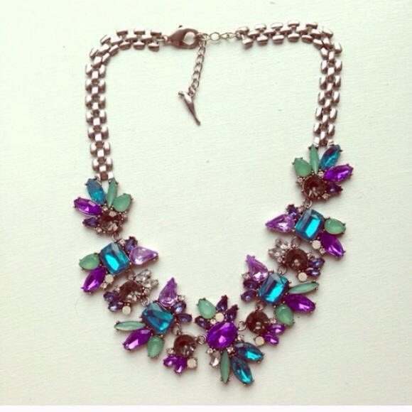 ❣LAST❣ Crystal Blue Purple Statement Necklace - Picture 2 of 3