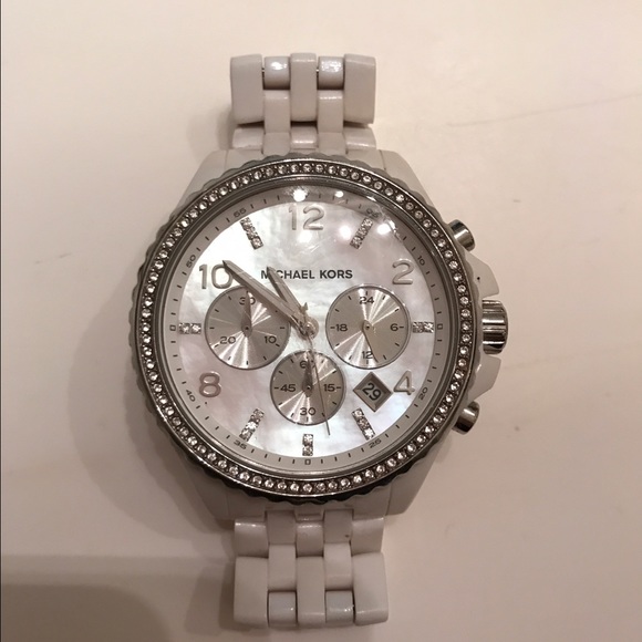 Michael Kors white glitz pilot watch mk5489