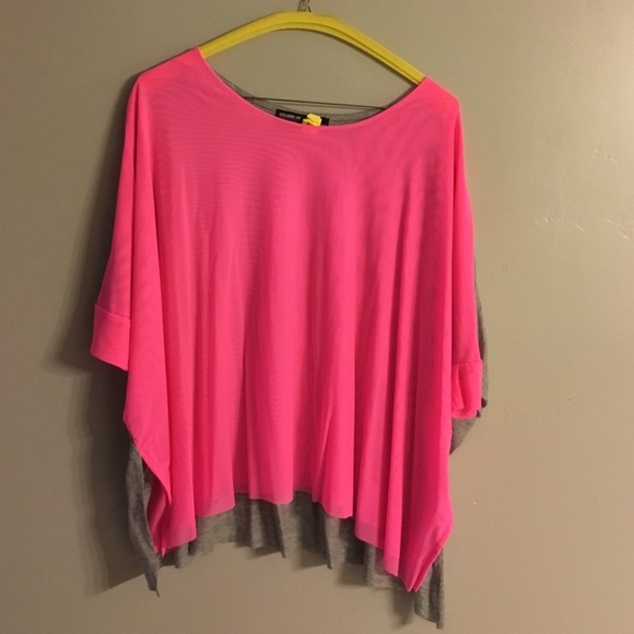 Benjamin Jay neon pink & grey blouse
