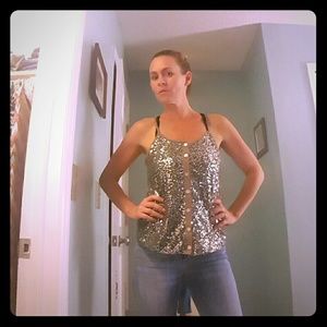 Beautiful sparkle and nude racer tank.