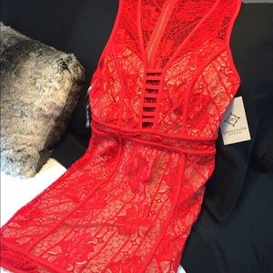 Red lace dress