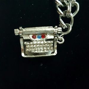 CHARM:   Vintage Typewriter...stainless silver