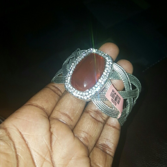 Amber and Austrian crystals bangle
