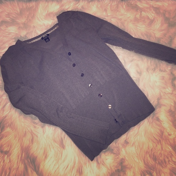 Gray v-neck cardigan sweater silk blend