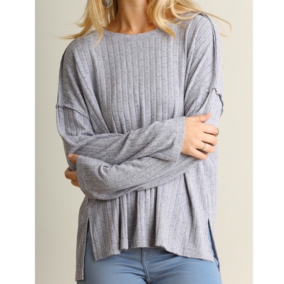 ❗️LAST❗️Long sleeve oversized grey knit top - Picture 2 of 4