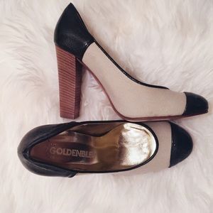 Goldenbleu Tweed and Patent Leather Pumps