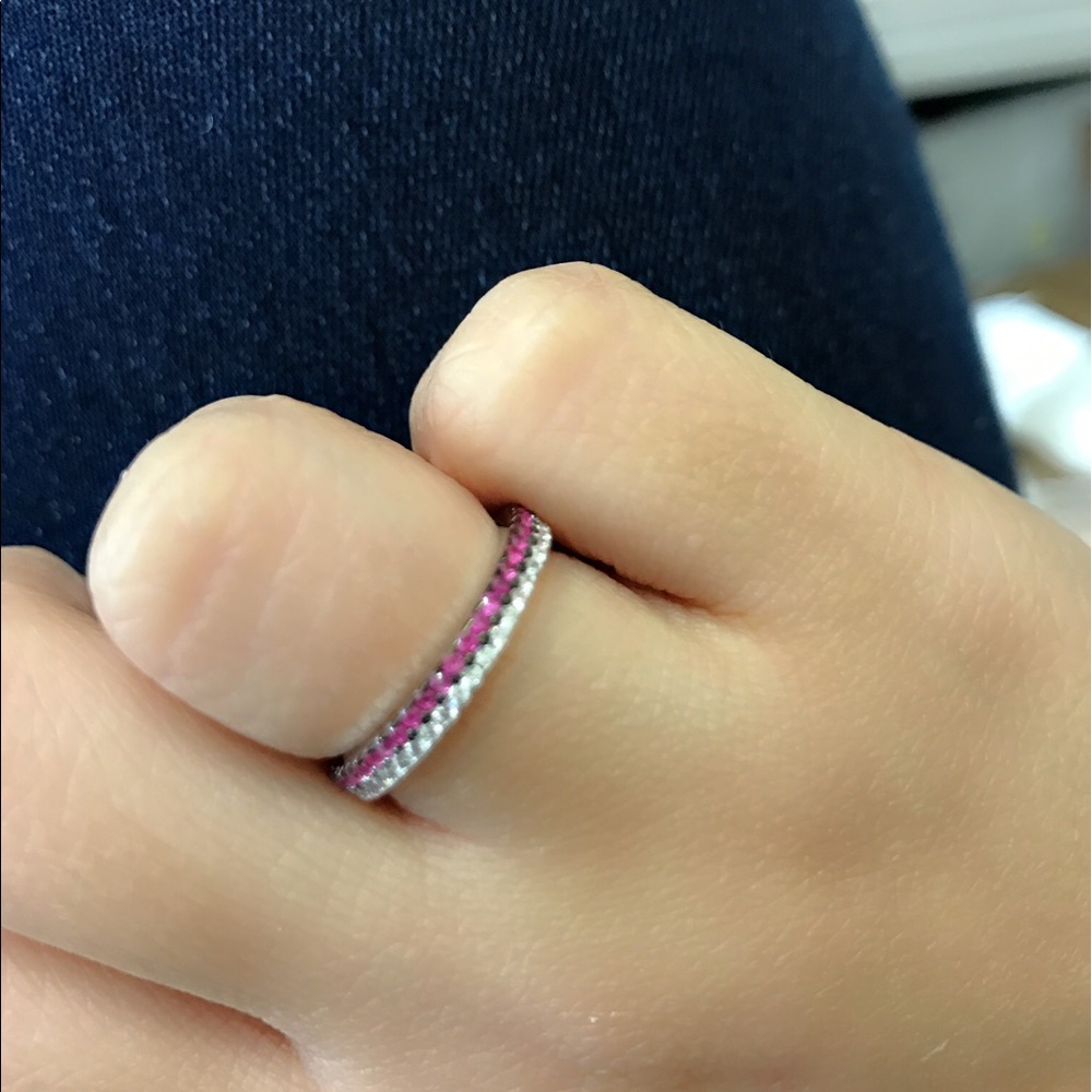 Clear Ruby Cz Full Eternity Sterling Silver Band - image 4