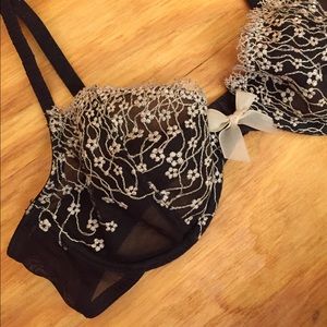 🍾 Sexy Sheer Black Floral Lace Bralette ❤️
