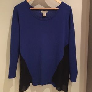 Jamison Blue Sweater with Black Chiffon details