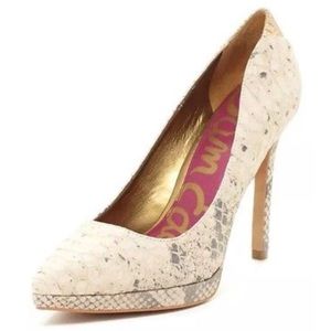 [Sam Edelman] Leather Neutral Gator Print Pumps