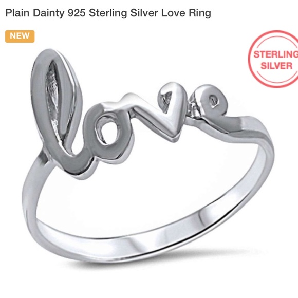 Plain petite dainty Love Silver Ring