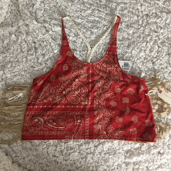 Forever 21 Bandanna Fringe Knit Top