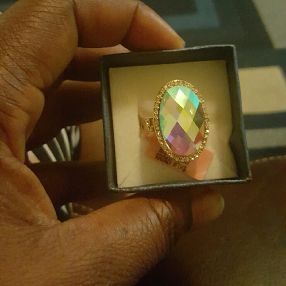 Austrian Crystals with Opal like glass ring
