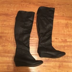Over the knee black boots