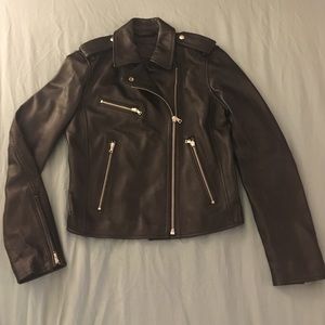 Genuine leather moto jacket