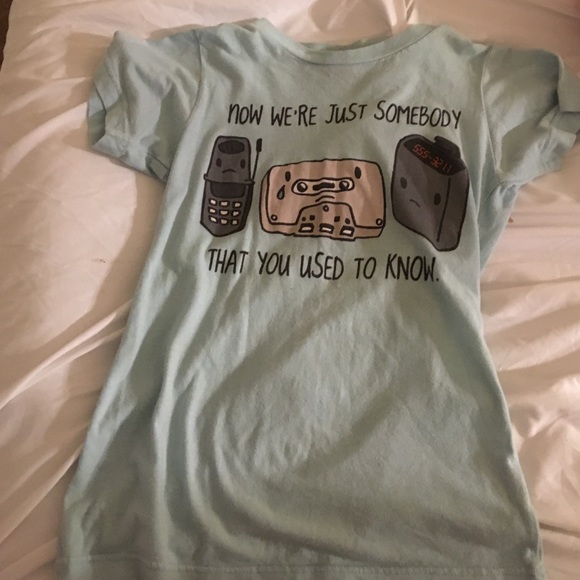 A light blue tee shirt