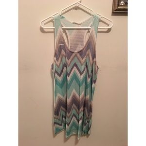 Mint & Grey Chevon Tank Top - SUPER SOFT!
