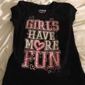 A black tee shirt with words