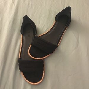 J. Crew suede open toe d'orsay flats