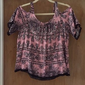 I <3 jw Pink Cold Shoulder Top