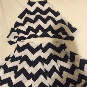 Choīes black and white chevron two-piece romper