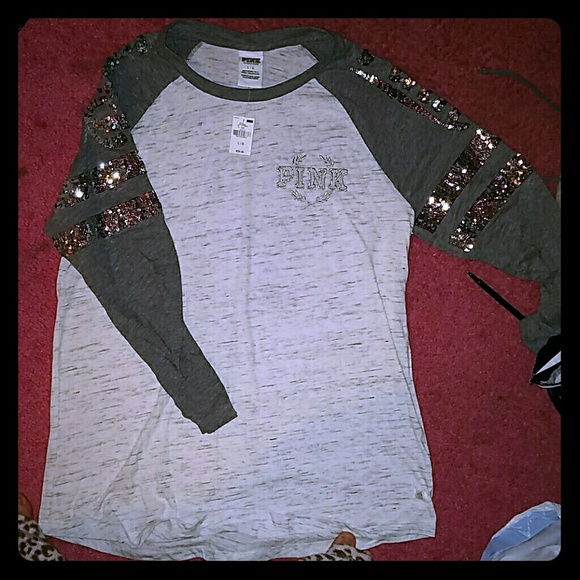Victorias Secret PINK half sleeve sequin tee Large