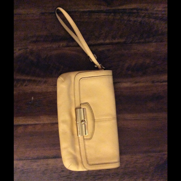 Yellow leather COACH wristlet