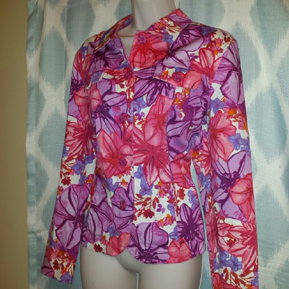 Coldwater Creek pink and purple floral blazer