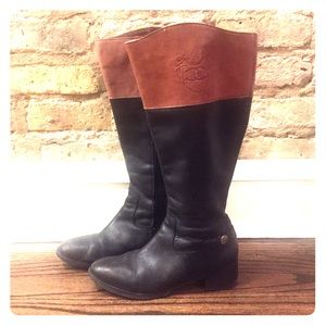 Bottes D'équitation Etienne Aigner Bicolores Noir Et Marron - Tige Large - Taille 6 US - Neuf Sans Boîte