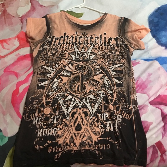 Peach Afflication Shirt with Rhinestones