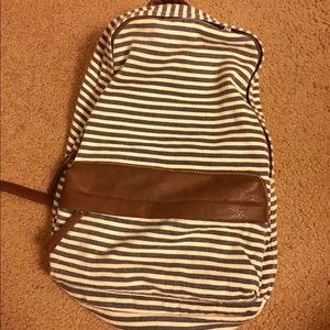 Blue & White striped canvas backpack