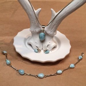 Larimar set in sterling.