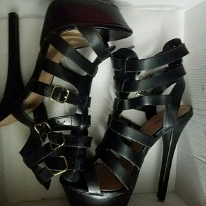 Black gladiator heels