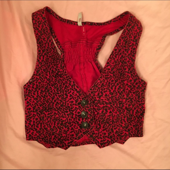 Red Leopard Jean Vest