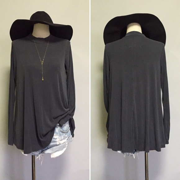 Ribbed high neck with a flowy body top - Picture 2 of 3