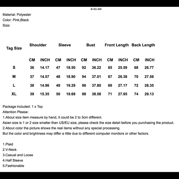 NWT!!!❎$5 BUNDLED 5+ITEMS ❎Last1🌹HOT DEAL🔥Blk Plaid top - Picture 4 of 5
