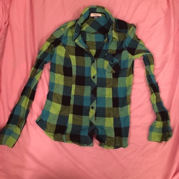Green and Blue Button Down Flannel