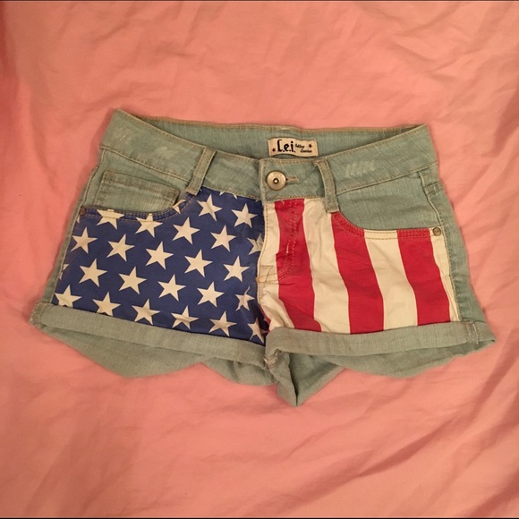 American Flag Jean Shorts