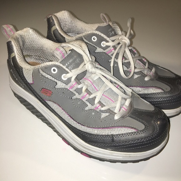 Shoes - Silver + Pink Sketchers Shape-Ups Shoes - Silver + Pink Sketchers Shape-Ups
